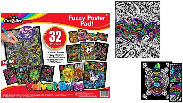 Super Pack of 32 Fuzzy Velvet Coloring Posters